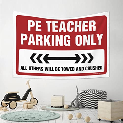 Man Cave Rules Pe Teacher Parking Only Tapestry Space Decor Vintage Decor (Size : 75X100CM)