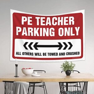 Man Cave Rules Pe Teacher Parking Only Tapestry Space Decor Vintage Decor (Size : 75X100CM)