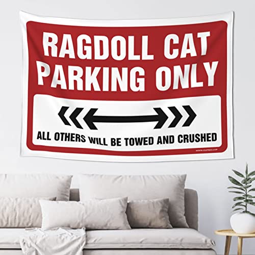 Man Cave Rules Ragdoll Cat Parking Only Tapestry Space Decor Vintage Decor (Size : 75X100CM)