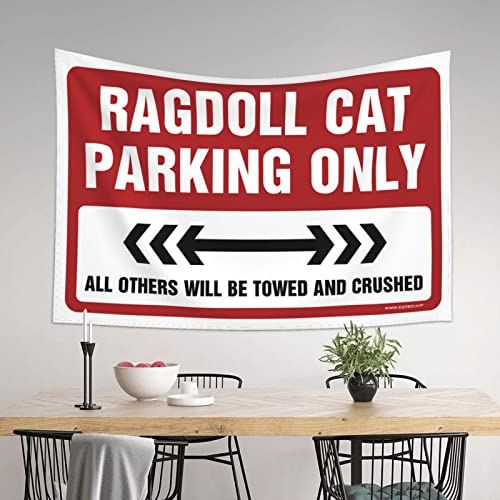 Man Cave Rules Ragdoll Cat Parking Only Tapestry Space Decor Vintage Decor (Size : 75X100CM)