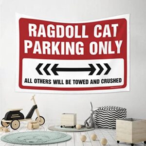 Man Cave Rules Ragdoll Cat Parking Only Tapestry Space Decor Vintage Decor (Size : 75X100CM)