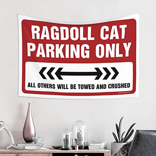 Man Cave Rules Ragdoll Cat Parking Only Tapestry Space Decor Vintage Decor (Size : 75X100CM)