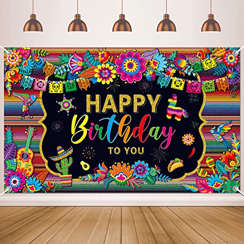 7 * 5ft Mexican Fiesta Themed Happy Birthday Backdrop Mexico Cinco De Mayo Party Decorations Fiesta Banner Carnival Supplies Photo Booth Background