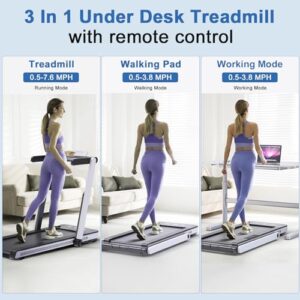 AHGOKL Treadmills for Home, 3 in 1 Foldable Treadmill, 3.0HP Walking Pad Treadmill Standing Under Desk for Office and Apartment, Portable Running Machine Max 300 LBS with Speaker, APP, Remote Control