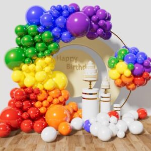 kawkalsh rainbow balloons garland arch kit, 134pcs assorted color balloons colorful party balloons for birthday party baby shower decoration