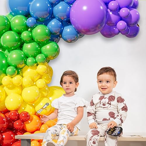 KAWKALSH Rainbow Balloons Garland Arch Kit, 134pcs Assorted Color Balloons Colorful Party Balloons for Birthday Party Baby Shower Decoration