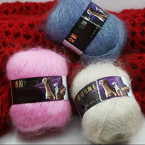 2 Rolls Mohair Skeins Crocheting Yarns Knitting Yarn 42g Skeins Soft Fluffy Mohair Yarn Knitted Skeins for Clothes Sweater Scarf Doll Crafting Woven Skeins Warm Shawls Home DIY (Orange)