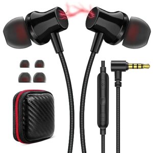 wired headphones earphones for laptop pc chromebook noise cancelling ear buds with 3.5mm plug in audio jack microphone hifi stereo clear call volume control for kindle fire nintendo switch mp3 android