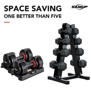 25/55 lbs Pair Adjustable Dumbbell Set, Fast Adjust Dumbbell Weight for Exercises Pair Dumbbells for Men and Women in Home Gym Workout Equipment, Dumbbell with Tray Suitable for Full Body