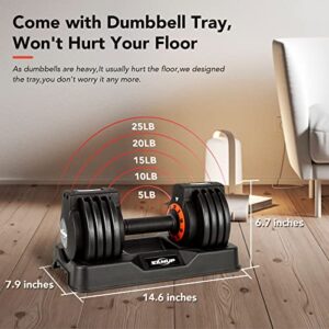 25/55 lbs Pair Adjustable Dumbbell Set, Fast Adjust Dumbbell Weight for Exercises Pair Dumbbells for Men and Women in Home Gym Workout Equipment, Dumbbell with Tray Suitable for Full Body