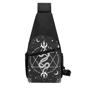 freehotu serpents gothic occult sling backpack travel daypack chest bag crossbody shoulder bag