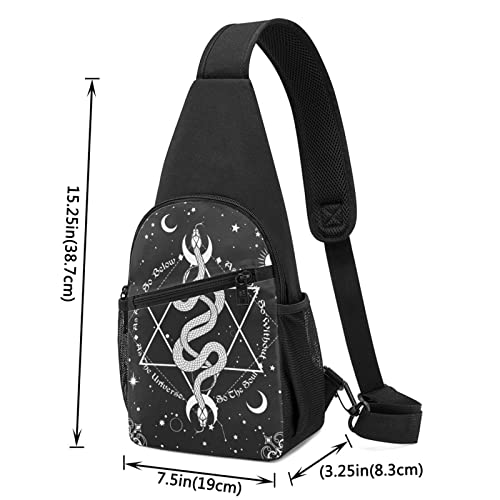 FREEHOTU Serpents Gothic Occult Sling Backpack Travel Daypack Chest Bag Crossbody Shoulder Bag