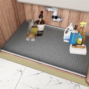 Under Sink Mat for Kitchen Silicone Under Sink Liner Kitchen Bathroom Cabinet Mat and Protector for Leaks Spills Tray Telescope Kitchen Sink Rack (B, One Size)