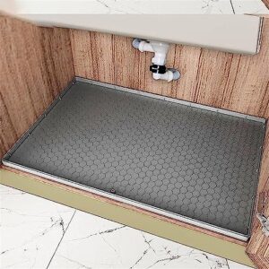 Under Sink Mat for Kitchen Silicone Under Sink Liner Kitchen Bathroom Cabinet Mat and Protector for Leaks Spills Tray Telescope Kitchen Sink Rack (B, One Size)
