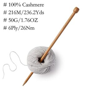 Gisimo 100% Inner Mongolian Cashmere Yarn, 6-Ply Luxurious and Soft Yarn for Hand Knitting & Crocheting (Light Gray, 3 Balls)