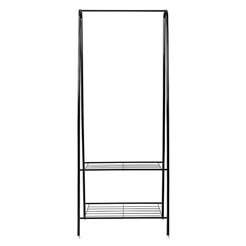 Volowoo 2-Tier Clothing Garment Rack, Freestanding Closet Hanging Clothes Rack,Portable Clothes Organizer for Bedroom,Living Room,Clothing Store (Black)