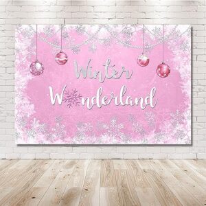 MEHOFOND 7x5ft Winter Wonderland Backdrop Baby Shower Party Supplies Decorations Snowflake Photography Background Sliver Glitter Pearl Banner Decoration Photo Booth Props