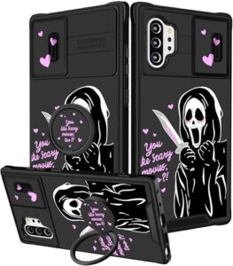oqpa for samsung galaxy note 10 plus phone case cute cartoon case for galaxy note 10 plus for women girly kawaii funny cover with camera cover+ring holder for note 10+ plus, heart skull
