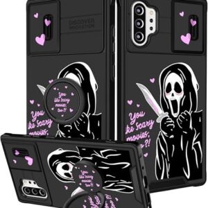 oqpa for Samsung Galaxy Note 10 Plus Phone Case Cute Cartoon Case for Galaxy Note 10 Plus for Women Girly Kawaii Funny Cover with Camera Cover+Ring Holder for Note 10+ Plus, Heart Skull