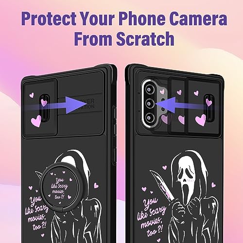 oqpa for Samsung Galaxy Note 10 Plus Phone Case Cute Cartoon Case for Galaxy Note 10 Plus for Women Girly Kawaii Funny Cover with Camera Cover+Ring Holder for Note 10+ Plus, Heart Skull