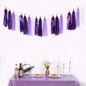 Purple White Lavender Party-Decorations Tassel-Garland - 20pcs Women Girl Birthday Supplies Tassels, Baby Bridal Shower Wedding Engagement Bachelorette Graduation Decor Panduola