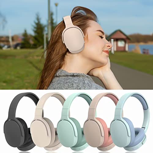 sdhkgrrt Bluetooth 5.1 Over-Ear Lightweight Wireless Headphones - Hi-Fi Stereo Foldable Built-in Mic Surround Sound Bass Soft Earmuffs Stereo Noise Cancelling Headset for Travel Sports