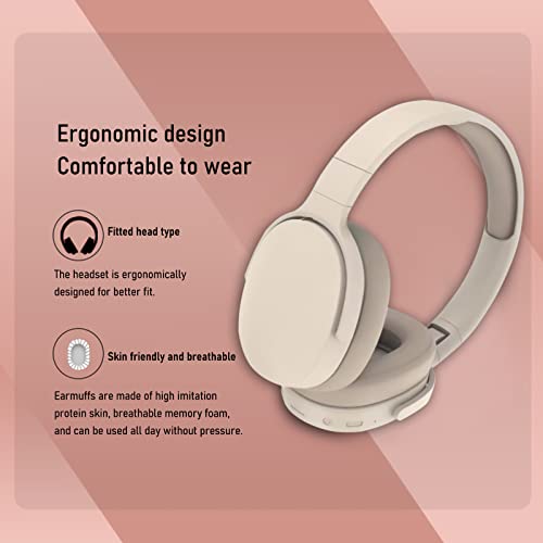 sdhkgrrt Bluetooth 5.1 Over-Ear Lightweight Wireless Headphones - Hi-Fi Stereo Foldable Built-in Mic Surround Sound Bass Soft Earmuffs Stereo Noise Cancelling Headset for Travel Sports