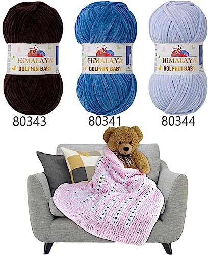 2 Pack/Skeins Himalaya Dolphin Baby, Each Skein 100 Gr/3,5 oz, 120 mt/ 132 yd, Super Bulky Yarn, Blanket Yarn, Velvet Yarn, Knitting Yarn, Amigurumi Yarn, Baby Yarn 80341