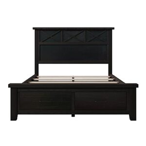 SOFTSEA Queen Size Modern Bed Frame with Drawers Queen Size Platform Bed Frame with High Headboard