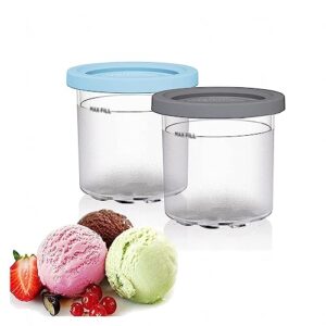 evanem 2/4/6pcs creami deluxe pints, for ninja creami,16 oz ice cream pint containers bpa-free,dishwasher safe compatible nc301 nc300 nc299amz series ice cream maker,gray+blue-6pcs