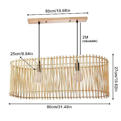 WalmHomie 1 Light Big Bamboo Woven Pendant Lighting Fixtures,Ceiling Hanging Light for Living Room Dining Room Bar Cafe