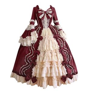 mensch women's victorian gown french lolita dress princess costume renaissance dress flare sleeve court cosplay smocked tiered dress costume