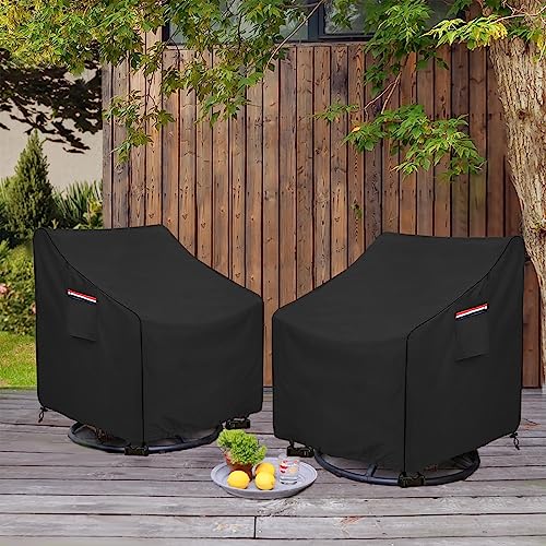 Okcool Outdoor Swivel Chair Cover 2 Pack,Outdoor Furniture Patio Chair Covers Waterproof Clearance,(33"W x 35"D x 38.5"H) Outdoor Lawn Patio Furniture Covers,Black