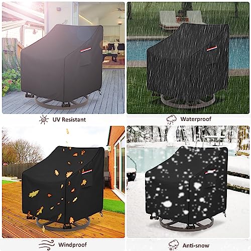 Okcool Outdoor Swivel Chair Cover 2 Pack,Outdoor Furniture Patio Chair Covers Waterproof Clearance,(33"W x 35"D x 38.5"H) Outdoor Lawn Patio Furniture Covers,Black