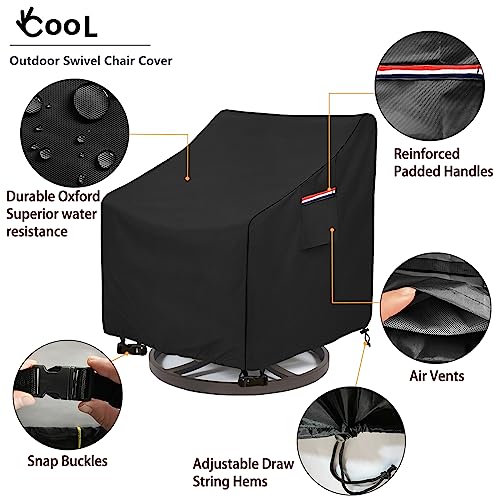 Okcool Outdoor Swivel Chair Cover 2 Pack,Outdoor Furniture Patio Chair Covers Waterproof Clearance,(33"W x 35"D x 38.5"H) Outdoor Lawn Patio Furniture Covers,Black