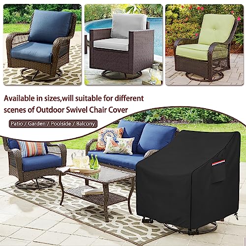 Okcool Outdoor Swivel Chair Cover 2 Pack,Outdoor Furniture Patio Chair Covers Waterproof Clearance,(33"W x 35"D x 38.5"H) Outdoor Lawn Patio Furniture Covers,Black