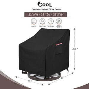 Okcool Outdoor Swivel Chair Cover 2 Pack,Outdoor Furniture Patio Chair Covers Waterproof Clearance,(33"W x 35"D x 38.5"H) Outdoor Lawn Patio Furniture Covers,Black