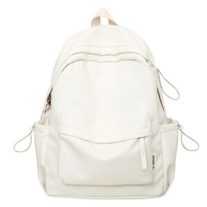 madgrandeur aesthetic backpacks for girls kawaii backpack school backpack cute bookbag plain preppy bag casual (beige)
