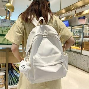 MadGrandeur Aesthetic Backpacks for Girls Kawaii Backpack School Backpack Cute Bookbag Plain Preppy Bag Casual (Beige)