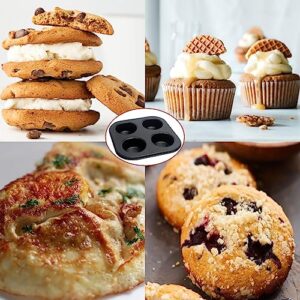 4 Cup Muffin Pan, Bakeware Non-stick Cupcake Baking Pan Mini Pie Pans, Air Fryer Small Oven Cupcake Baking Pan Non Stick No Toxic Bakeware, Heavy Duty Carbon Steel Muffin Tray for Oven Baking (2PCS)