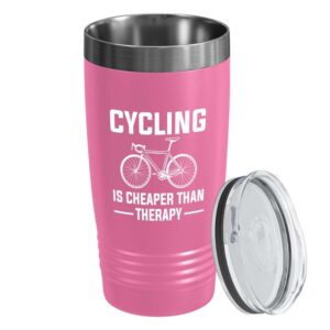 flairy land bike lover pink edition tumbler 20oz - cycling is cheaper - biker sport trails bicycle off road cross country hobby athlete player rider