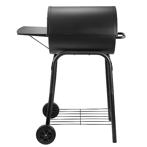 Charcoal Grills Outdoor BBQ Grill, Barrel Charcoal Grill with Side Table, with Nearly 500 Sq.In. Cooking Grid Area, Outdoor Backyard Camping Picnics, Patio and Parties, Black by DNKMOR