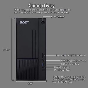 Acer Aspire Newest 13th Generation i5 Home & Business Tower Desktop computer, 13th Gen Intel Core i5-13400, 32GB RAM, 1TB SSD + 2TB HDD, Wi-Fi 6, HDMI, Wired keyboard and mouse, Windows 11 Home, Black