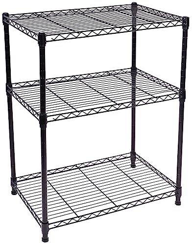 Elevon 3-Shelf Adjustable, Heavy Duty Storage Shelving Unit (350 lbs Loading Capacity per Shelf), Steel Organizer Wire Rack, Black (23.2" L x 13.4" W x 30.3" H)