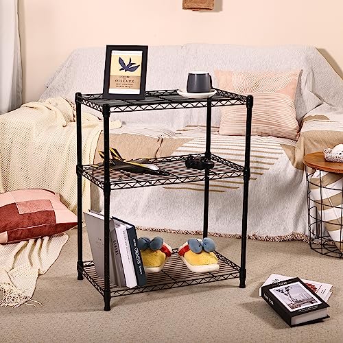 Elevon 3-Shelf Adjustable, Heavy Duty Storage Shelving Unit (350 lbs Loading Capacity per Shelf), Steel Organizer Wire Rack, Black (23.2" L x 13.4" W x 30.3" H)