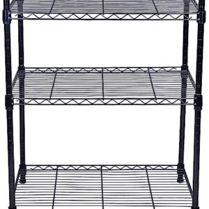 Elevon 3-Shelf Adjustable, Heavy Duty Storage Shelving Unit (350 lbs Loading Capacity per Shelf), Steel Organizer Wire Rack, Black (23.2" L x 13.4" W x 30.3" H)