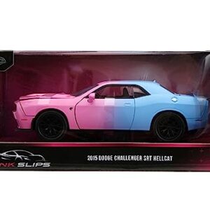 Pink Slips 1:24 2015 Dodge Challenger SRT Hellcat Die-Cast Car, Toys for Kids and Adults(Light Blue/Pink)