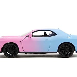 Pink Slips 1:24 2015 Dodge Challenger SRT Hellcat Die-Cast Car, Toys for Kids and Adults(Light Blue/Pink)