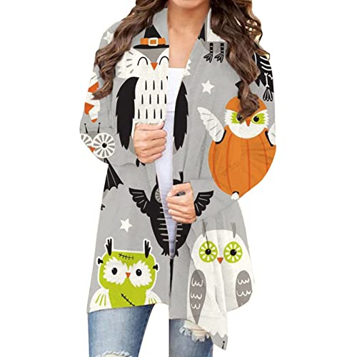 Halloween Cardigan Skeleton Plus Size Shirts Pumpkin Long Sleeve Sweater 2023 Fall Clothing Lightweight Front Open Tops