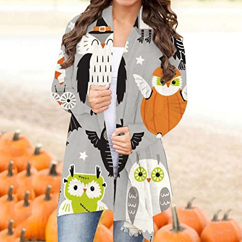 Halloween Cardigan Skeleton Plus Size Shirts Pumpkin Long Sleeve Sweater 2023 Fall Clothing Lightweight Front Open Tops